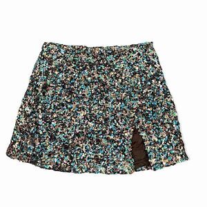 Olivaceous Multicolored Sequin Embellished Micro-mini Skirt Sz Medium